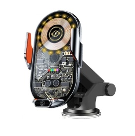 Suport auto pentru telefon inteligent, cu incarcator wireless, incarcator fara fir pentru masina - Img 1
