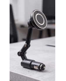 Suport telefon, incarcator adaptor auto bricheta 12-24V cu unghi reglabil cu 1 iesire USB 2A rotatie 360 grade negru