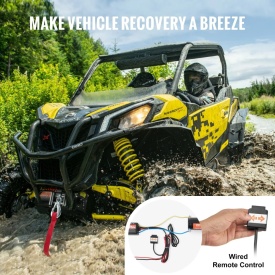 Troliu electric P3000-1A,12V pentru ATV off-road 1.3 hp, greutate remorcata 1360 kg, cablu otel, - Img 8