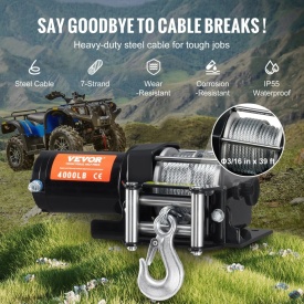Troliu electric Vevor P3000-1C, 12V pentru ATV off-road 1.3 hp, greutate remorcata 1800 kg, cablu otel - Img 6