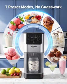 Aparat de inghetata 7 in 1, aparat de inghetata de casa cu amestecare si rotire rapida pentru o textură fina si cremoasa, sorbet, milkshake, iaurt inghetat si inghetata usoara - Img 4