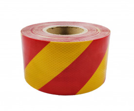 Banda reflectorizanta, rosu cu galben, latime 10 cm