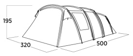 Cort camping tip tunel, pentru 5 persoane, 500x320x195 cm, Easy Camp Tent Hamra 5 - Img 5