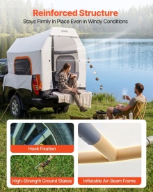 Cort gonflabil pentru camioneta, cort pentru camioneta cu platforma de 2,2 x 1,65 m, 3 sezoane, cu ferestre ventilate din plasa, corturi de camping impermeabile din PU2000 mm pentru drumetii in aer liber - pompa de aer inclusa - Img 2