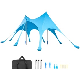 Cort plaja, adapost soare plaja, UPF 50+, inaltime 2,8 m, 6,1 m x 4 m, copertina de plaja ușor de ridicat cu saci de nisip, stalpi de stabilitate, lopeți de nisip - Img 10