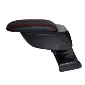 Cotiera auto compatibila Ford Focus III 2011-2018, piele ecologica neagra cu cusatura rosie - Img 4