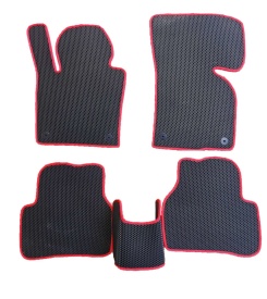 Covorase auto, mochete auto, compatibile VW Passat B6 2005-2010, B7 2010-2014, culoare negru si margine rosie