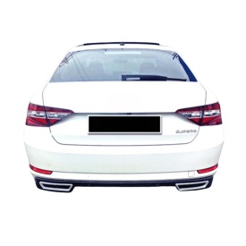 Difuzor bara spate compatibil Skoda Superb 3 III 2015-2019 cu dubla evacuare, negru lucios - Img 2
