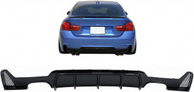 Difuzor Bara Spate Evacuare Dubla compatibil cu BMW Seria 4 F32 F33 F36 2013-2019 Negru Lucios - Img 2