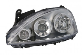 Far Stanga H7/H7, electric, fara motor, culoare cromat compatibil OPEL CORSA C 2003-2006