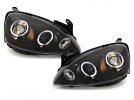 Faruri compatibil cu Opel Corsa C (2000-2006) 2 Angel Eyes Negru - Img 4