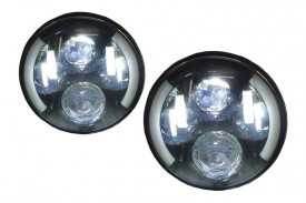 Faruri Full LED CREE compatibil cu Jeep Wrangler JK (2007-2017) Mercedes G-Class W463 (1989-2017) Land Rover Defender Negru - Img 4