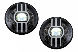 Faruri Full LED CREE Dublu Proiector compatibil cu Jeep Wrangler JK TJ LJ Land ROVER Defender Mercedes W463 Black - Img 3