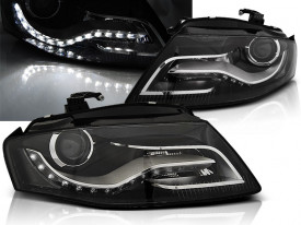 Faruri LED DRL compatibil cu Audi A4 B8 8K 2008-2011 cu Lumini de zi Integrate Negru - Img 2