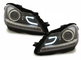 Faruri LED DRL compatibil cu Mercedes C-Class W204 S204 C204 Facelift (2011-2014) Negru - Img 2