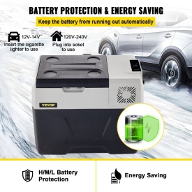 Frigider auto de 30L, cu roti si maner, voltaj operare 12V 24V DC si 100-240V AC pentru exterior, camping, rulote - Img 6