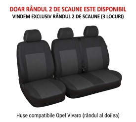 Husa bancheta rand 2 compatibile OPEL VIVARO 2001-2014, jacquard negru - Img 3