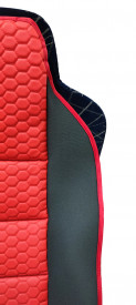 Husa scaun compatibila camion VOLVO, textil negru cu piele ecologica rosie - Img 2