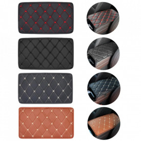 Husa universala din piele pentru cotiera auto 29 cm x 17 cm negru cu cusatura rosie - Img 3