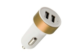 Incarcator auto USB 2 porturi iesire 2.1A 3.1A, si cablu cu capete micro USB, mufa Iphone si iPad, incarcare rapida, auriu