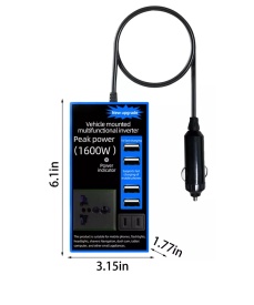 Inverter auto multifuctional de la 12V la 220V, putere maxima 1600W - Img 3