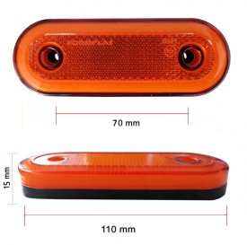 Lampa gabarit lateral, LED, Neon Efect, cu Suport, Galben, Forma Ovala, 12-24V - Img 2