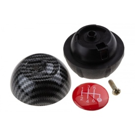 Nuca schimbator de viteze compatibil cu Fiat 500 Abarth 2007->, 6 trepte, carbon cu rosu - Img 4