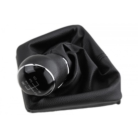 Nuca schimbator de viteze cu rama si manson piele ecologica compatibil cu VW Caddy IV Facelift 2015-2020, 5 trepte, culoare negru cu crom - Img 4