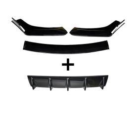 Pachet exterior Prelungire bara fata Brabus Design, negru lucios, 3 piese si Difuzor auto de bara universal culoare Negru Lucios