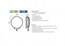 Proiector cu led camion faza lunga si pozitie, diametru 180mm, 12V-24V, pozitie cu leduri alb - portocaliu - Img 4