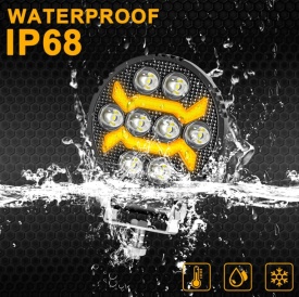 Proiector LED rotund, 12-24V universal, lumina alba, pozitie galbena, 1500LM, pentru camioane tractor rollbar offroad ATV jeep utilaje agricole - Img 5