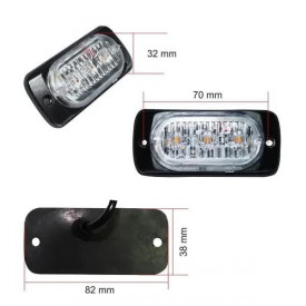 Proiector stroboscopic 3 LED-uri, 3W, 12-24V, in grila, subtire, galben - Img 7