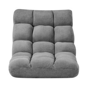 Scaun de podea, scaun de gaming pliabil cu 14 pozitii reglabile si spatar, cadru metalic robust cu spuma reciclata si suprafata din fleece coral, multifunctional pentru citit, relaxare, culoare gri - Img 10