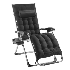 Scaun pliabil Zero Gravity 26 inch pentru camping, plaja, pescuit sau gradina, pentru interior sau exterior, culoare negru, sarcina 200 Kg