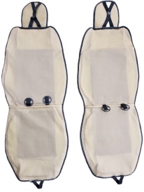 Set 2 huse scaune auto, pentru fata, bile din lemn, textil si piele, negru - Img 3