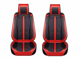 Set 2 huse scaune auto pentru fata, piele ecologica, rosu cu negru