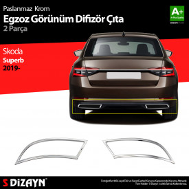 Set 2 ornamente inox evacuare SKODA SUPERB 3 III 2019-> - Img 4