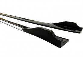 Set 2 Prelungiri praguri tuning 210 cm, negru lucios cu buza alba