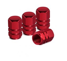 Set 4 capacele pentru ventil auto din aluminiu, culoare rosu