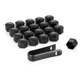 Set capace prezoane 17 mm negre 20 bucati compatibile cu Audi A1 2010-2018, A2 2000-2005, A4 2000-2005, A5 2008-2017