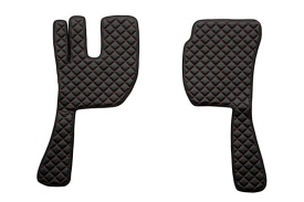 Set covorase camion, piele ecologica compatibil cu VOLVO FH12 FH 16 2002-2012 Negru cusatura rosie, AUTOMAT - Img 2