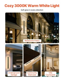 Set de 2 aplice exterioare, lampa de perete moderna cu bandă de 80 cm lungime, alb cald 3000K, iluminat exterior impermeabil antirugina IP65, pentru casa, veranda, garaj - Img 4