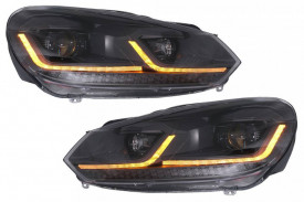 Set Faruri LED compatibil cu VW Golf 6 VI (2008-2013) Facelift G7.5 Design Negru Semnalizare Secventiala LHD - Img 2