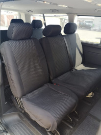 Set huse auto pentru scaune compatibile RENAULT TRAFIC 2001-2014 8+1 locuri, material textil negru cu gri - Img 2