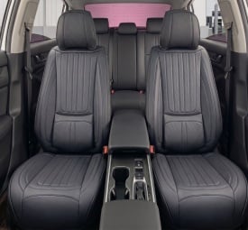 Set huse scaune auto compatibil Renault Laguna II 2001-2008, fata-spate, Piele ecologica Negru