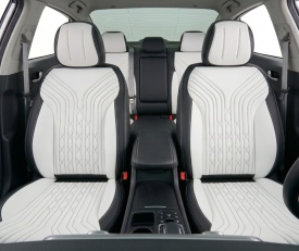 Set huse scaune auto compatibil Toyota Rav4 2006-2012, fata-spate, material textil Negru cu alb