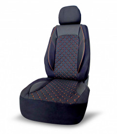 Set huse scaune auto compatibile DACIA DUSTER 2018-2020, piele ecologica cu textil, negru cusatura maro - Img 2