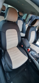 Set huse scaune auto, dedicate Audi A6 C7 2011-2018, piele ecologica cu textil, negru cu negru, Lichidare stoc! - Img 6
