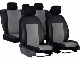 Set huse scaune auto, dedicate Opel Astra J 2010-2015, piele ecologica cu alcantara, negru cu gri - Img 1