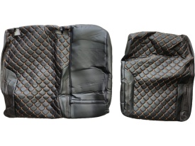 Set huse scaune auto, dedicate VW Golf 7 VII 2013-2020, piele ecologica neagra si cusatura maro in romb - Img 6